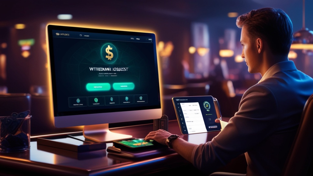 Auszahlungsübersicht mit Kontostand und Zahlungsbestätigung im Casino-Design